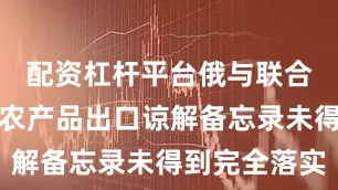 配资杠杆平台俄与联合国签署的农产品出口谅解备忘录未得到完全落实