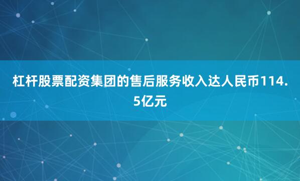 杠杆股票配资集团的售后服务收入达人民币114.5亿元
